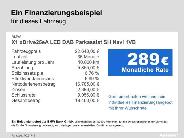 BMW X1 xDrive25eA LED DAB Parkassist SH Navi 1VB Klima
