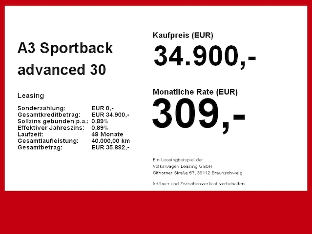 Audi A3 30 TFSI S-Tronic Sportback