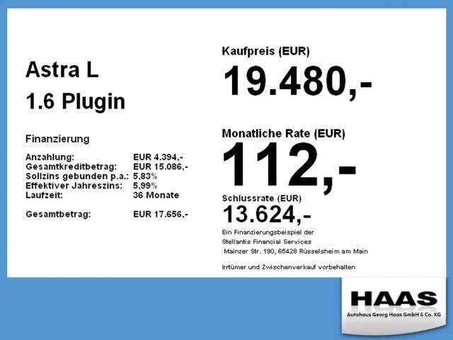Opel Astra L 1.6 Plugin Kamera, Sitzheizung, Carplay