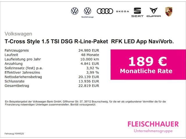 Volkswagen T-Cross 1.5 TSI DSG R-Line Style