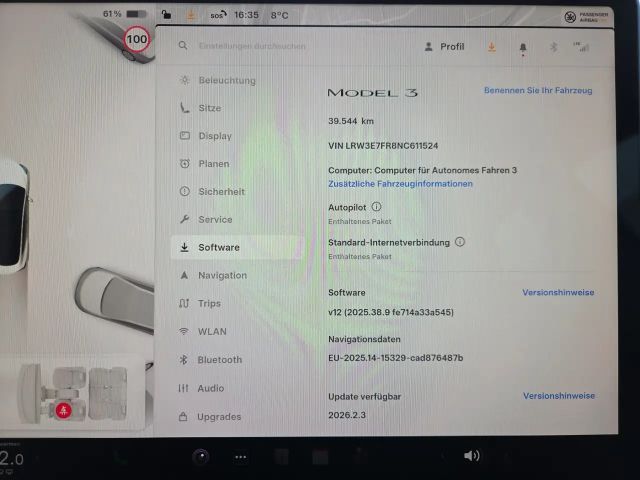 Tesla Model 3 FACELIFT SPORT PARKSENSOREN V+H PANO+19 SPORTALU!