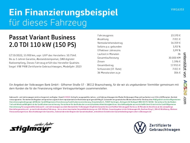 Volkswagen Passat 2.0 TDI Business DSG Variant