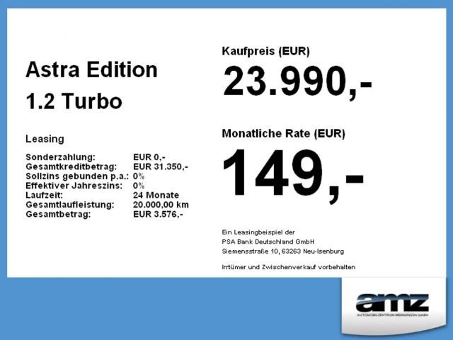 Opel Astra 1.2 Turbo Edition Turbo