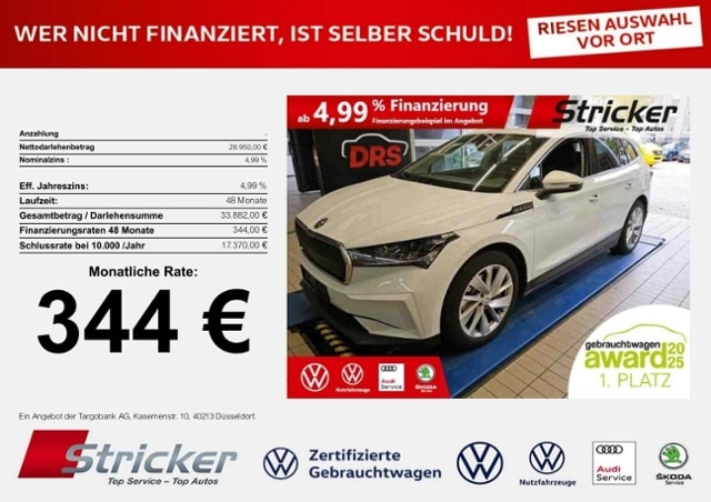 Skoda Enyaq iV 344,-ohne Anzahlung Navi ACC AHK Pano