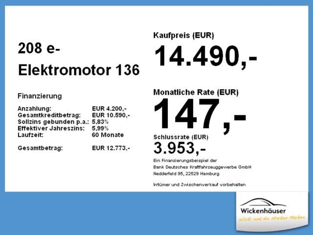 Peugeot E-208 Allure Pack