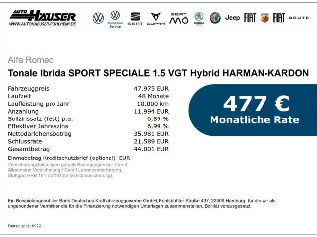 Alfa Romeo Tonale Hybrid Speciale