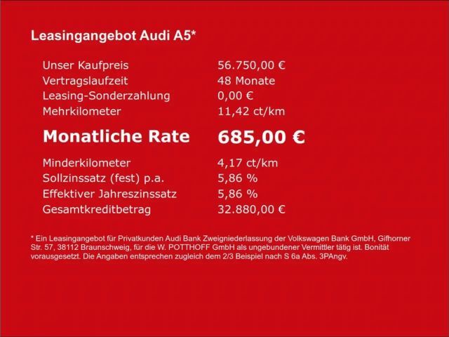 Audi A5 Limousine TDI NAVI+ AHK KAMERA SITZHZG PDC