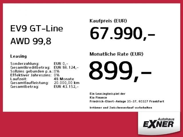 Kia EV9 99,8 kWh GT-Line Vierwielaandrijving