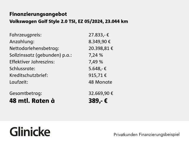Volkswagen Golf 2.0 TSI DSG Golf VIII Style