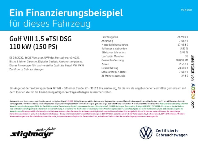 Volkswagen Golf 1.5 eTSI DSG Golf VIII