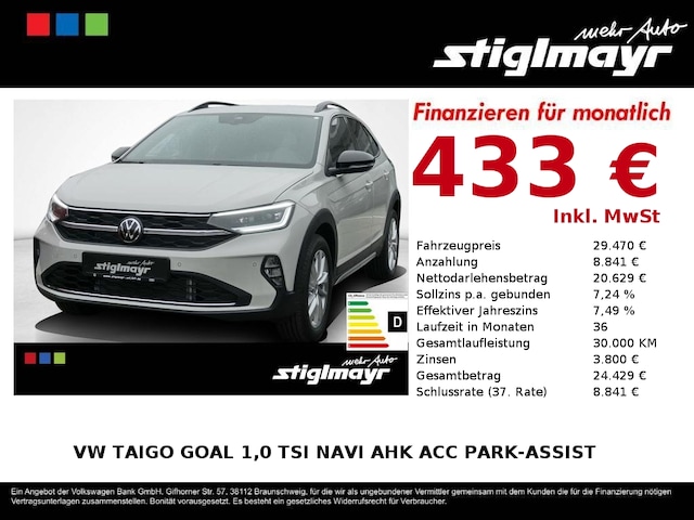 Volkswagen Taigo Taigo GOAL 1,0 TSI Navi AHK ACC Park-Assist