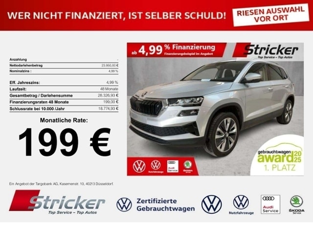 Skoda Karoq 199,-ohne Anzahlung Sitzheizung Einparkhilfe