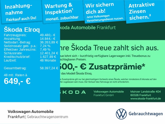 Skoda Elroq Elroq First Edition 82 kWh Batterie Elektromotor 210 kW 1-Gang-Automatik zzgl. 500€ Zusatzprämie*