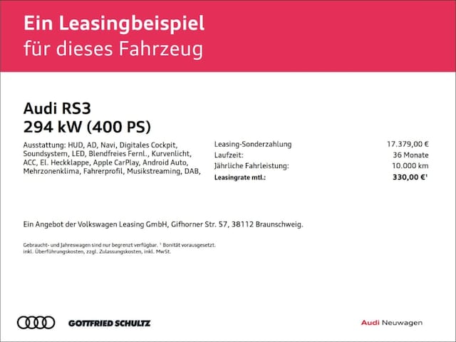 Audi RS3 Quattro S-Tronic Sportback