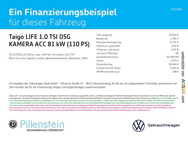 Volkswagen Taigo 1.0 TSI DSG Life