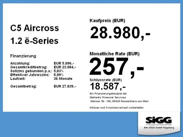 Citroën C5 Aircross 1.2 ë-Series Navi LED Rückfahrkamera