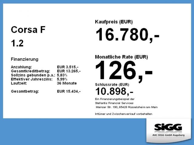 Opel Corsa F 1.2  YES Sitzheizung, Klimaanlage