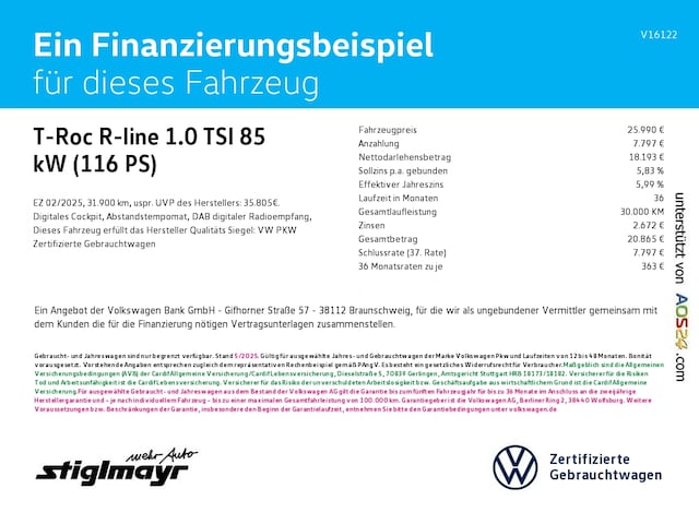 Volkswagen T-Roc 1.0 TSI R-Line