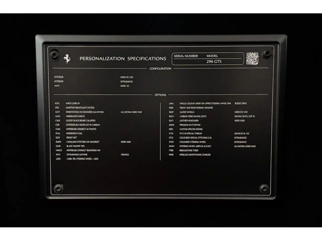 Ferrari 296 GTS >Painted Shields*Arancio Int.*Low Mil