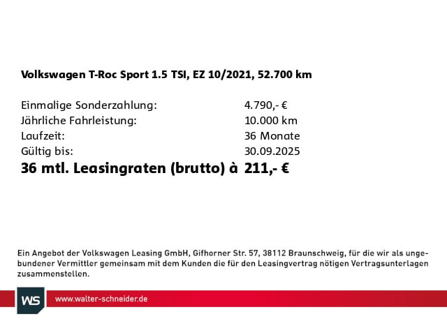 Volkswagen T-Roc 1.5 TSI Sport