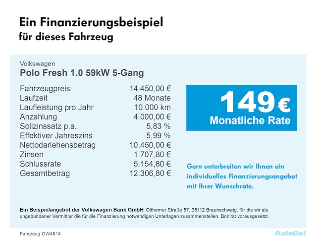 Volkswagen Polo Polo Fresh 1.0 59kW 5-Gang LED Klima