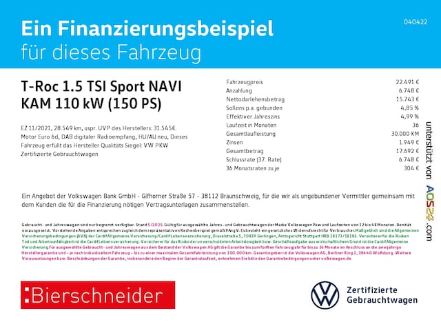 Volkswagen T-Roc 1.5 TSI Sport