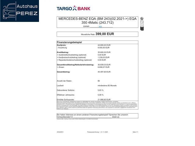 Mercedes-Benz EQA 350 AMG Line Advanced