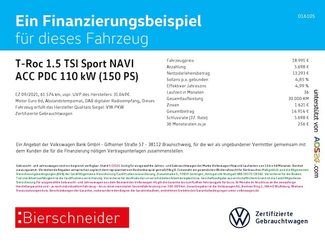 Volkswagen T-Roc 1.5 TSI Sport