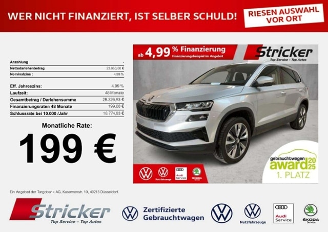 Skoda Karoq 199,-ohne Anzahlung Sitzheizung Einparkhilfe