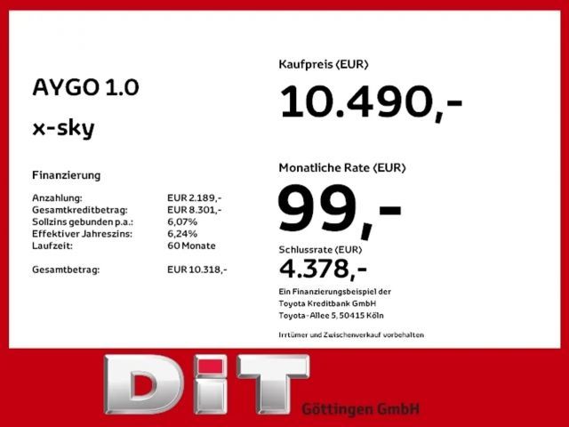 Toyota Aygo 1.0 VVT-i X-sky