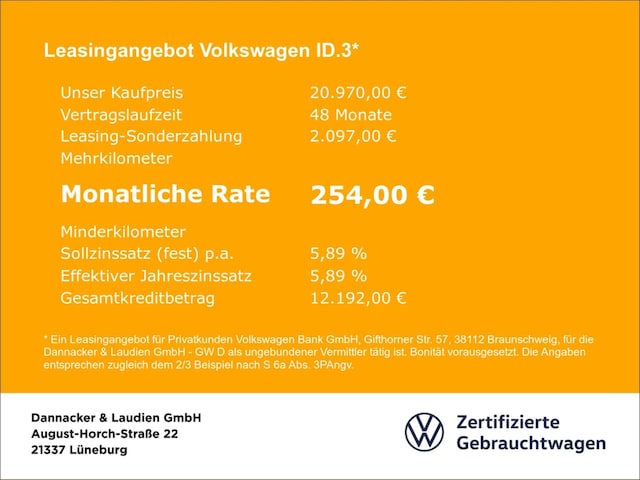 Volkswagen ID.3 55 kWh Performance Pure