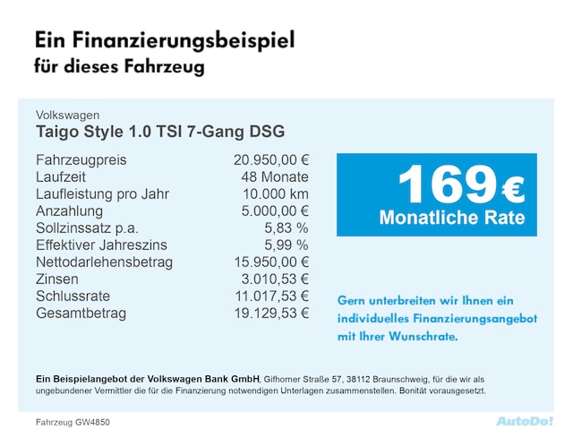 Volkswagen Taigo 1.0 TSI DSG Style