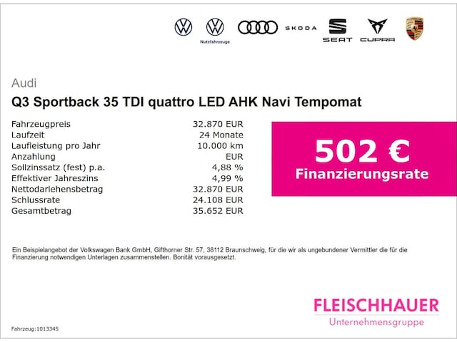 Audi Q3 35 TDI Quattro S-Tronic Sportback