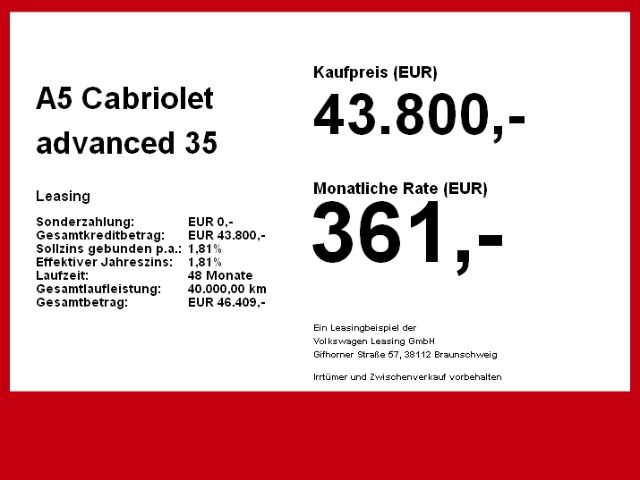 Audi A5 35 TDI Cabriolet S-Tronic