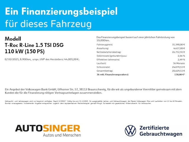 Volkswagen T-Roc 1.5 TSI DSG R-Line