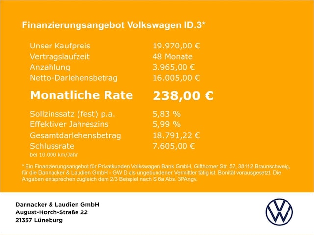 Volkswagen ID.3 55 kWh Performance Pure