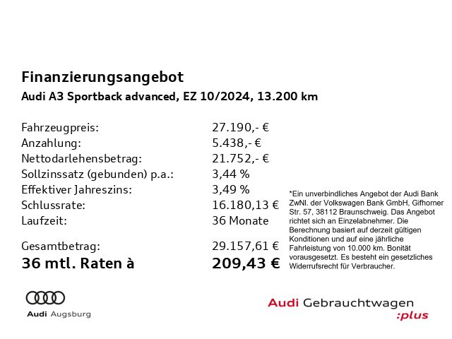 Audi A3 35 TFSI Sportback