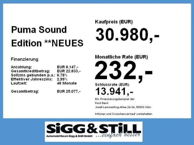 Ford Puma Sound Edition **NEUES MODELL** AHK*360°*iACC