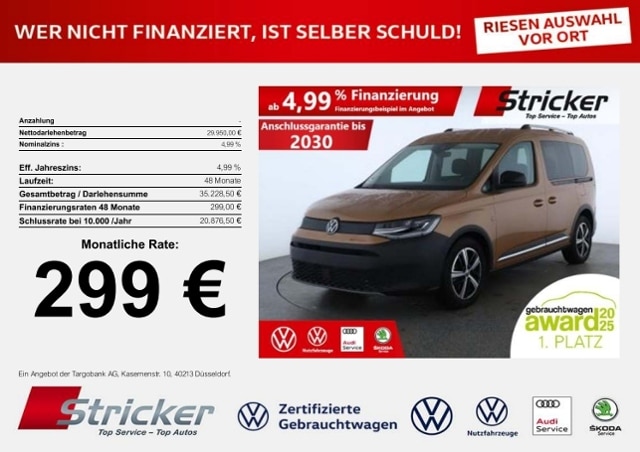 Volkswagen Caddy PanAmericana 299,-ohne Anzahlung ACC Kamera Navi AHK