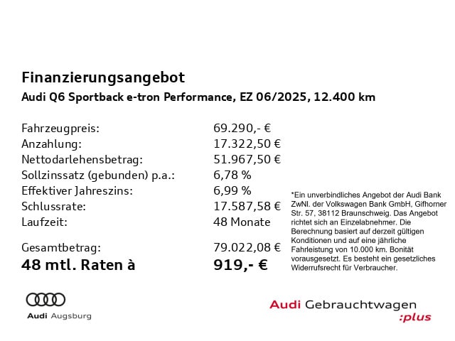 Audi Q6 e-tron Performance Sportback