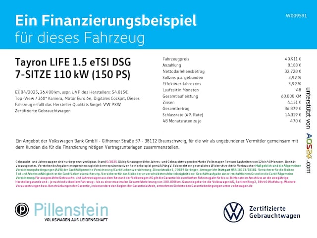 Volkswagen Tayron 1.5 eTSI DSG Life