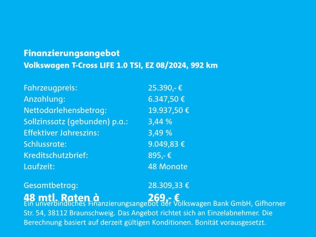 Volkswagen T-Cross 1.0 TSI Life