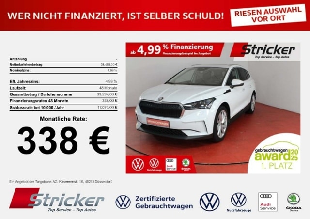 Skoda Enyaq iV80 338,-ohne Anzahlung Navi ACC AHK Pano