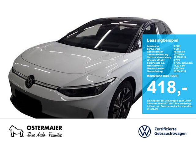 Volkswagen ID.7 340PS 4M NP.73T ACC.5J-G.WÄRMEPUMPE.AHK.AREA-VIEW.NAVI.HUD.LED.LKRD-HZ