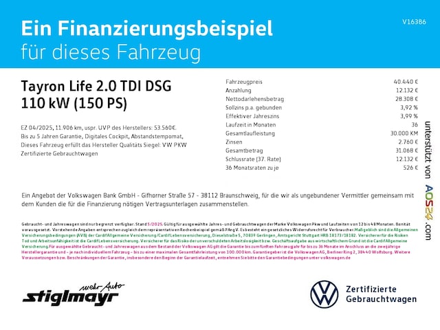 Volkswagen Tayron 2.0 TDI DSG Life