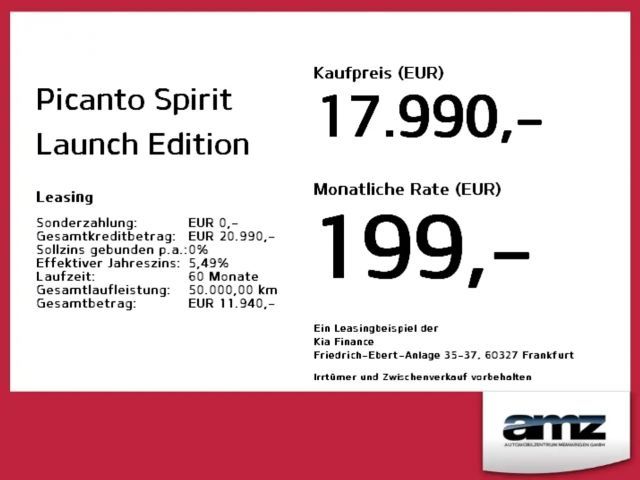 Kia Picanto Launch Edition Spirit