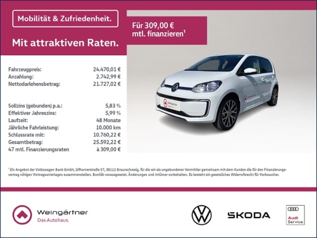 Volkswagen e-up! Edition, RearView, CCS, Sitzhzg, DAB+ Automatik