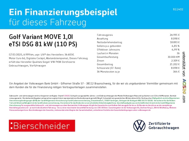 Volkswagen Golf DSG Move Variant