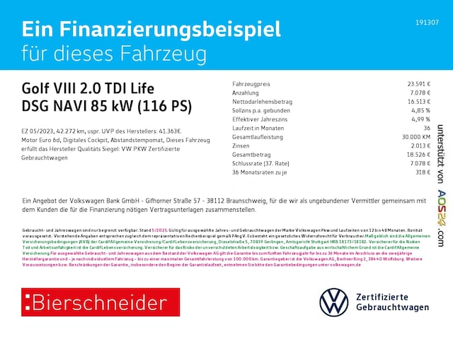 Volkswagen Golf 2.0 TDI DSG Golf VIII Life Plus