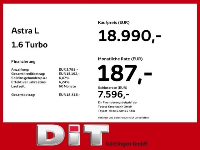 Opel Astra 1.6 Turbo Elegance Turbo